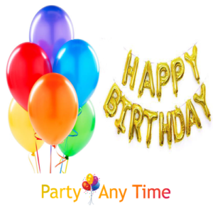 10 helium balloons + happy birthday foil balloon Combo Package